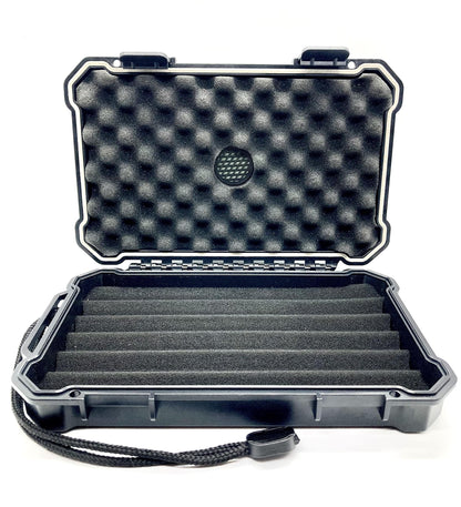 Travel Humidor Cigar Carrying Case - 5- Count- Waterproof, Crushproof, Airtight Seal, Durable Black Portable Case
