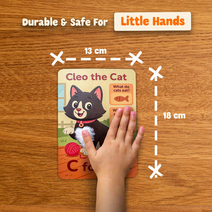 Touch & Feel Textured Animal Flashcards – Montessori Sensory Cards with Embossed Letters for Toddlers | Speech Development, Visual Learning, Travel Friendly Play & Party Favor (Series 1)