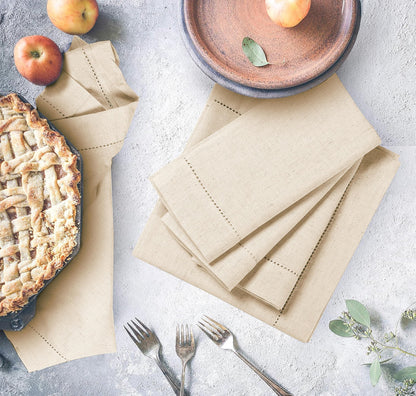Flax Linen Napkins Set of 12-18x18 Inch Reusable Cloth Dinner Napkins - Natural Color Table Napkin for Dining, Wedding, Parties, Mothers Day, & Everyday Use - Soft, Durable, Eco-Friendly Fabric