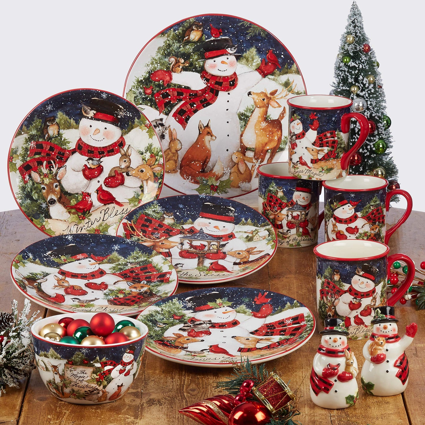 Magic of Christmas 72oz Santa Hand-Painted Cookie Jar – Whimsical Holiday Ceramic Treat Keeper with Woodland Friends, Bright Festive Colors, Hand Wash Only, Collectible Christmas Kitchen Décor