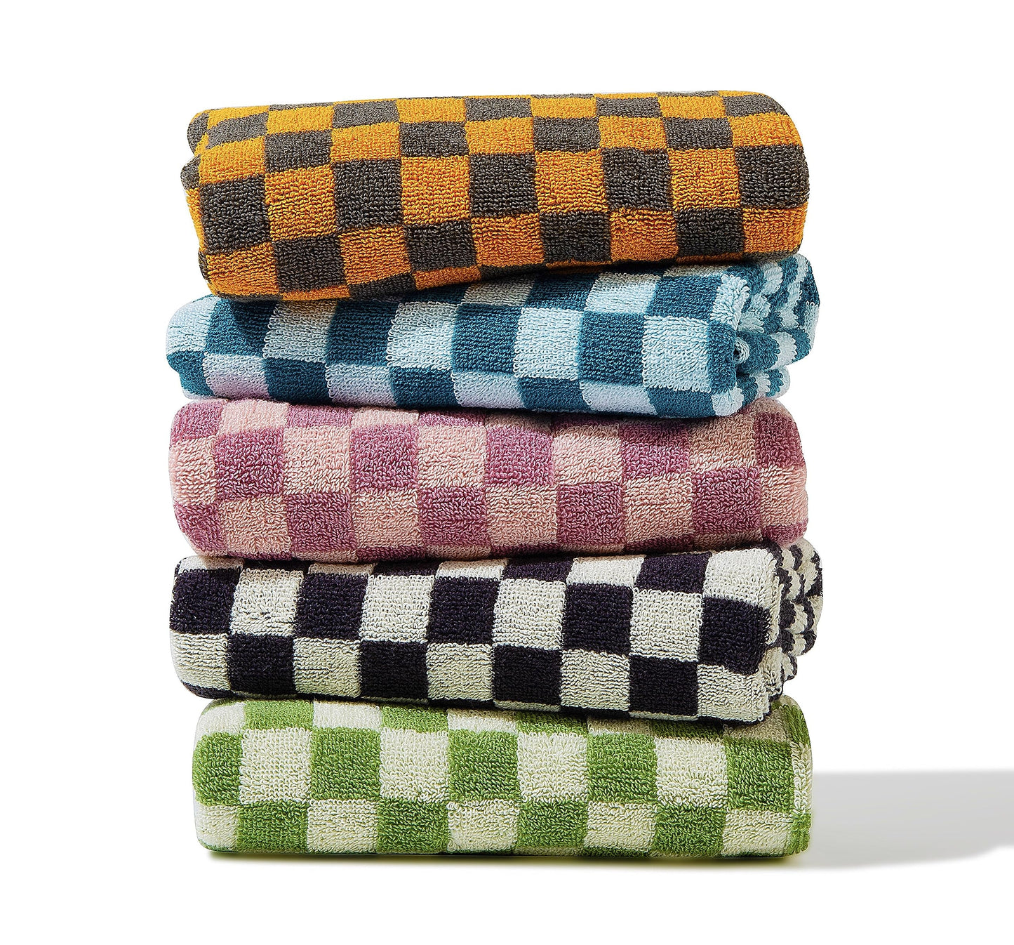 Madi-Cadi Hand Towels 5 Pack - Cotton Face Towels Soft, Absorbent, and Decorative Checkered Design for Bathroom, Kitchen, Gym, and Spa - 13 x 29 Inches for Any Occasion